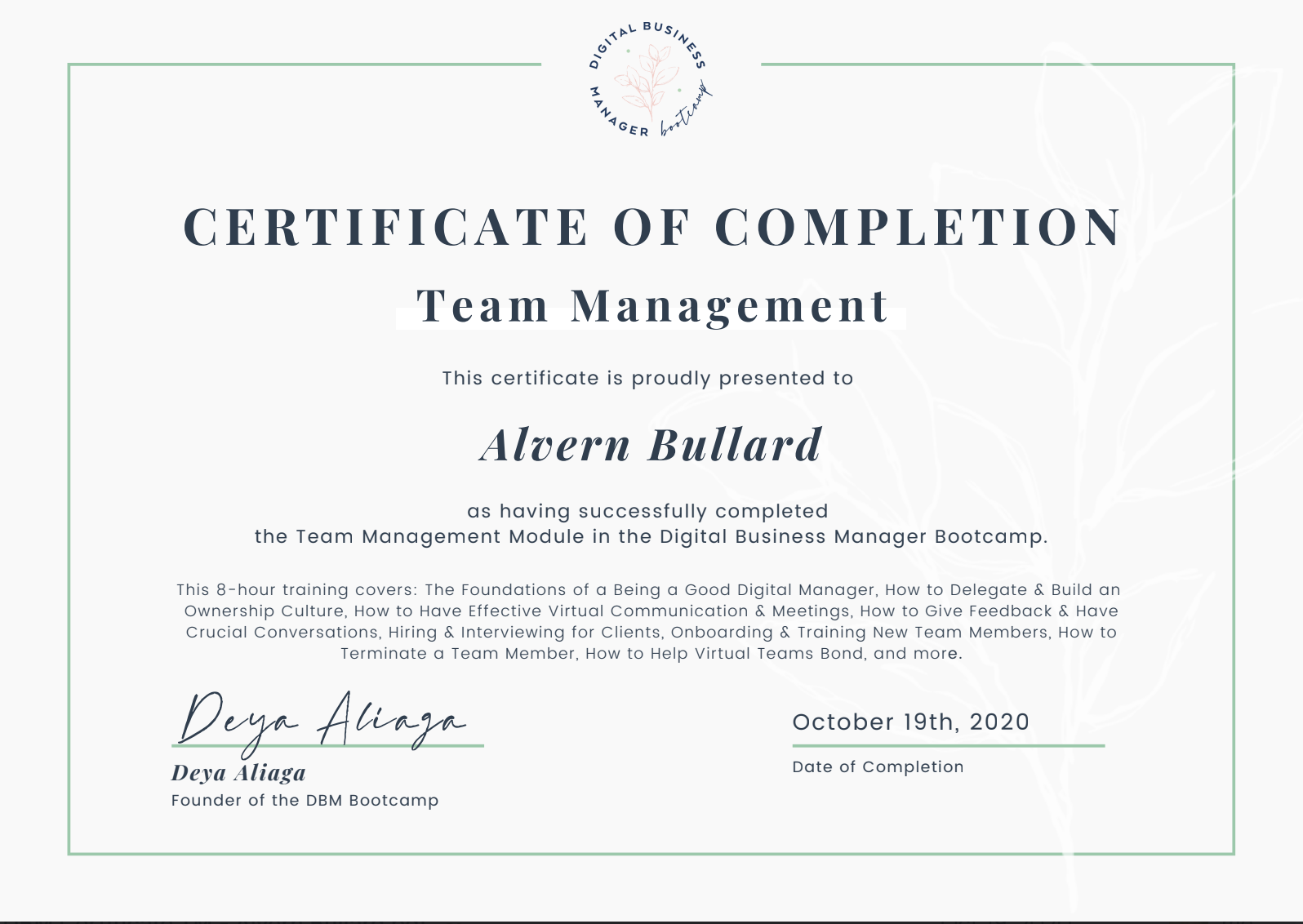 Team Management Certification