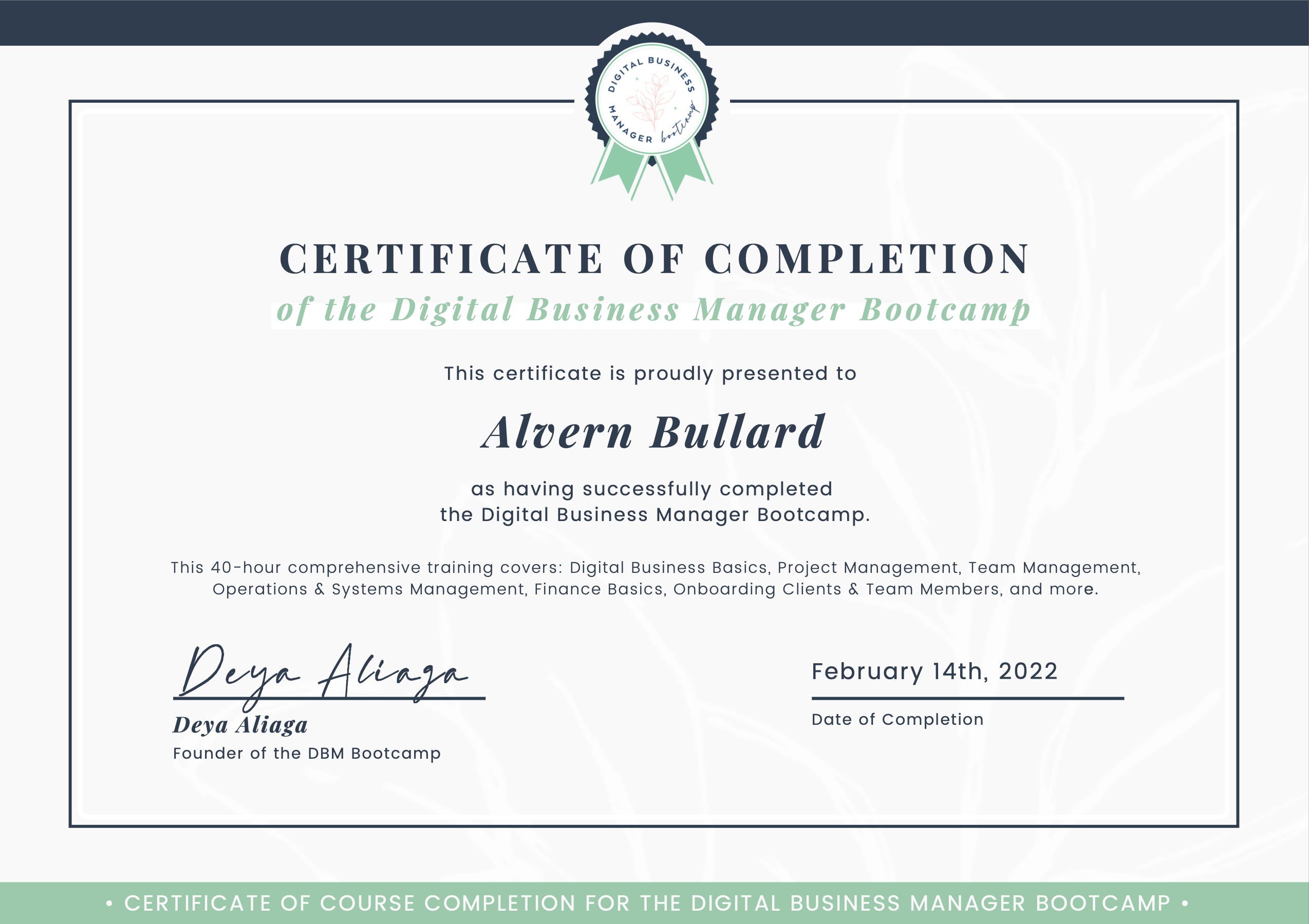 Digital Business Manager Bootcamp Certification