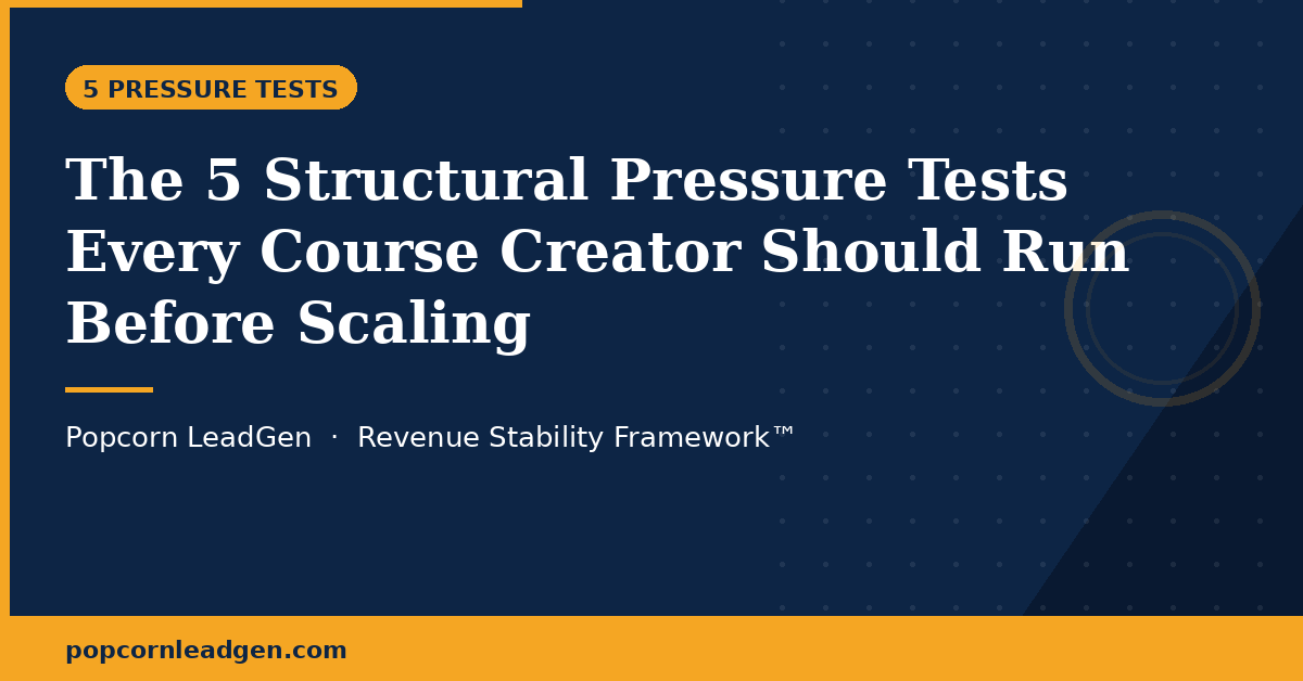 The 5 Structural Pressure Tests Every Course Creator Should Run Before Scaling
